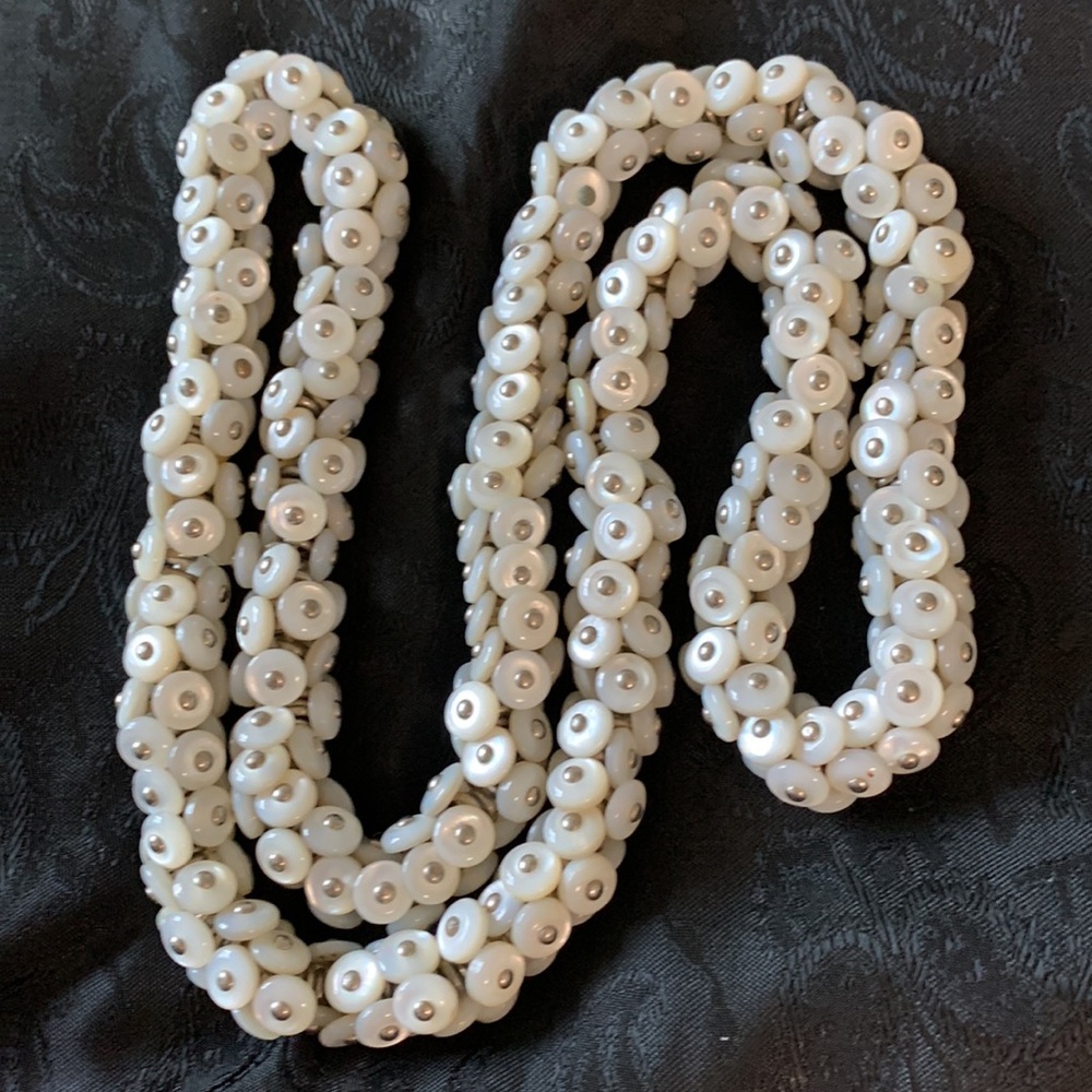 Vintage Handcrafted Pearl Shoe Button Necklace